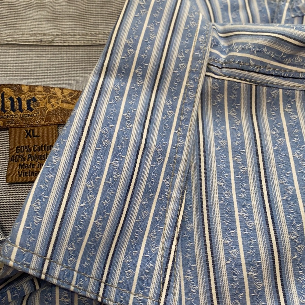 Blue Pronto Uomo XL Button Front Stripes Shirt - Picture 8 of 8